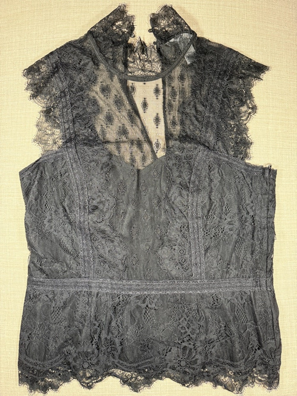 Zara Black Lace High-Neck Blouse